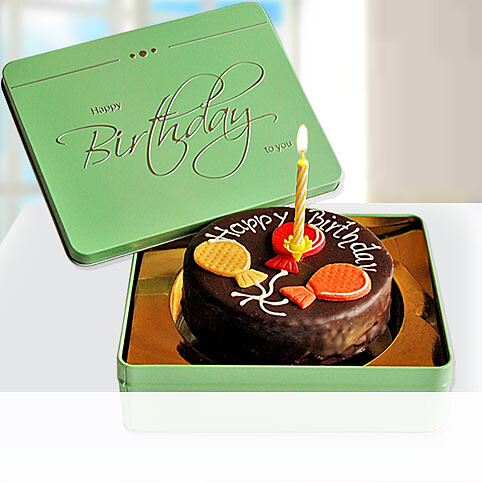 Sachertorte Happy Birthday mit Kerze 