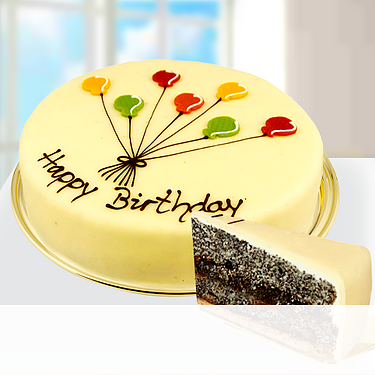 Große Konditorei-Mohntorte "Happy Birthday" Große Konditorei-Mohntorte "Happy Birthday"