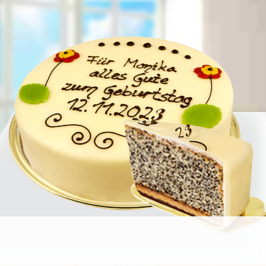 Große Konditorei-Mohntorte, beschriftbar Große Konditorei-Mohntorte, beschriftbar