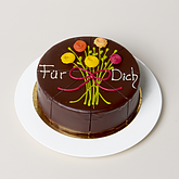 Baumkuchentorte mit Marzipanblumen