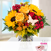 Blumenstrauß Summer Feeling mit 4 Ferrero Yogurette