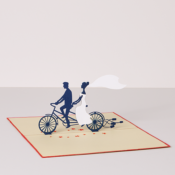 3D Grußkarte Tandem zur Hochzeit