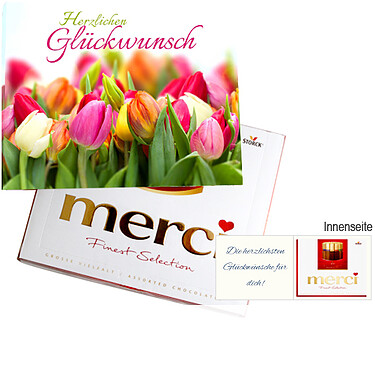 Persönliche Grußkarte mit Merci: Herzlichen Glückwunsch Persönliche Grußkarte mit Merci: Herzlichen Glückwunsch