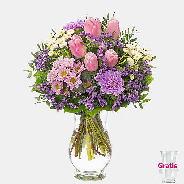 Blumenstrauß Frühlingsreigen mit Vase