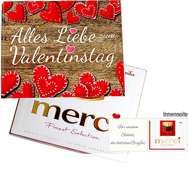 Persönliche Grußkarte mit Merci: Alles Liebe zum Valentinstag Persönliche Grußkarte mit Merci: Alles Liebe zum Valentinstag