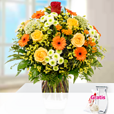 Premiumstrauß Surprise mit Vase & Ferrero Raffaello