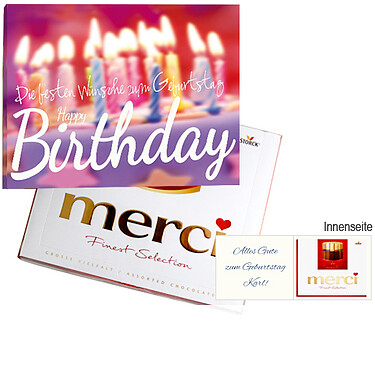 Persönliche Grußkarte mit Merci: Happy Birthday Persönliche Grußkarte mit Merci: Happy Birthday