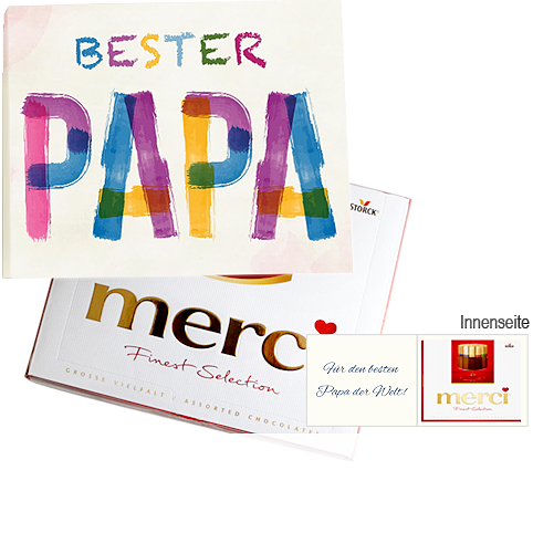 Persönliche Grußkarte mit Merci: Bester Papa