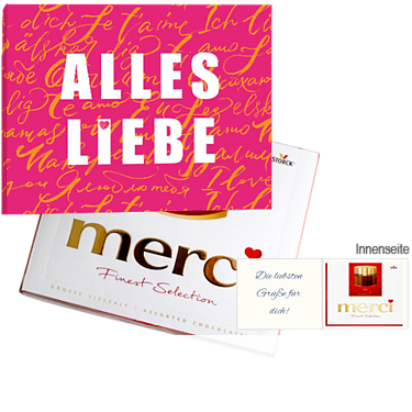 Persönliche Grußkarte mit Merci: Alles Liebe Persönliche Grußkarte mit Merci: Alles Liebe
