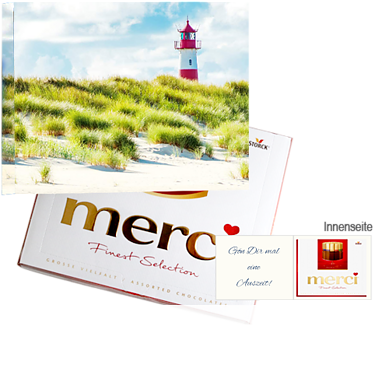 Persönliche Grußkarte mit Merci: Leuchtturm Persönliche Grußkarte mit Merci: Leuchtturm