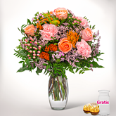 Blumenstrauß Muttertagsfreude mit Vase & 2 Ferrero Rocher