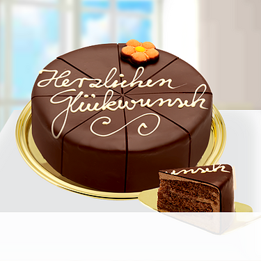 Dessert-Sachertorte "Herzlichen Glückwunsch" Dessert-Sachertorte "Herzlichen Glückwunsch"