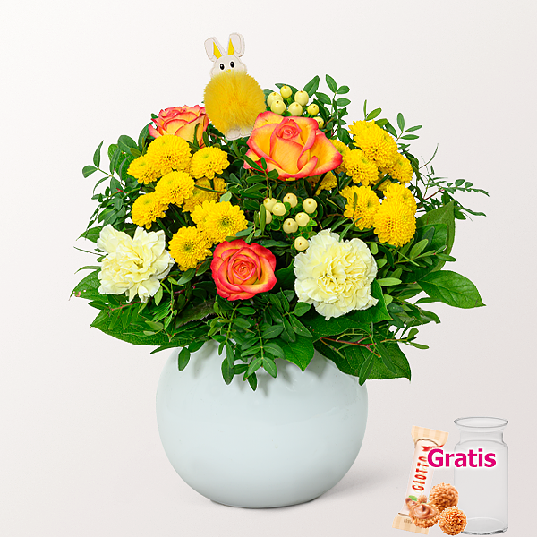 Osterstrauß Ostergrüße mit Vase