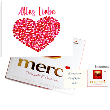 Persönliche Grußkarte mit Merci: Alles Liebe Persönliche Grußkarte mit Merci: Alles Liebe
