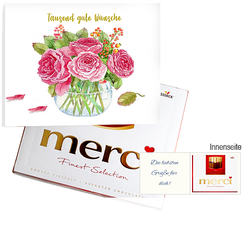 Persönliche Grußkarte mit Merci: Tausend gute Wünsche