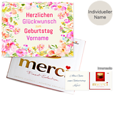 Persönliche Grußkarte mit Merci: Herzlichen Glückwunsch zum Geburtstag 