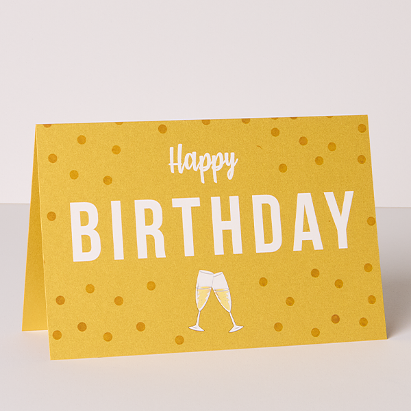 Goldene Motivkarte „Happy Birthday“