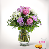 Blumenstrauß Ich danke Dir mit Vase & 2 Ferrero Rocher