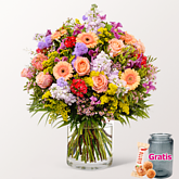Premiumstrauß Mit Liebe mit Premiumvase & Ferrero Giotto 3er