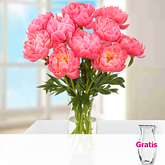 Prächtige Pfingstrosen im Bund mit Vase