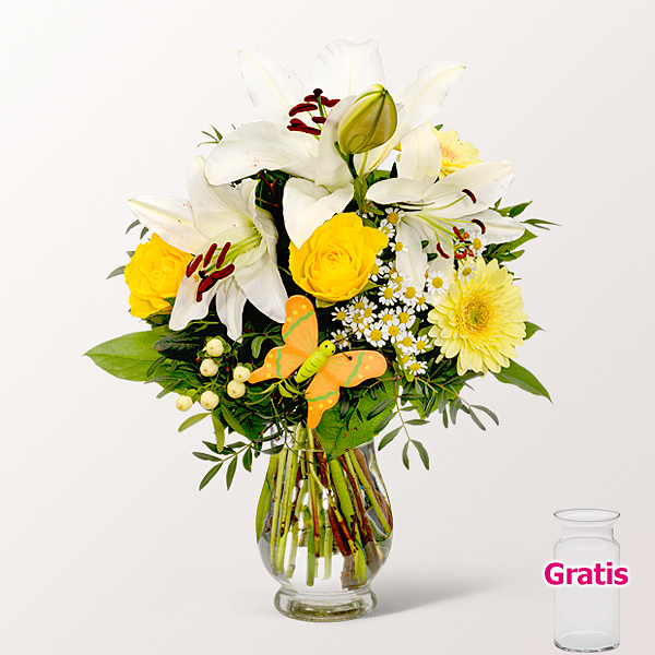 Blumenstrauß Sonnenwärme mit Vase