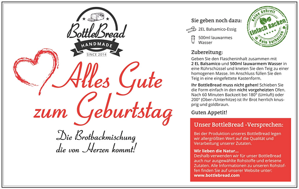Bottlebread Anleitung und Etikett