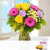 Blumenstrauß Blütenstar mit Vase & 2 Ferrero Rocher
