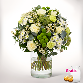 Premiumstrauß Ode an den Frühling mit Premiumvase & 2 Ferrero Rocher