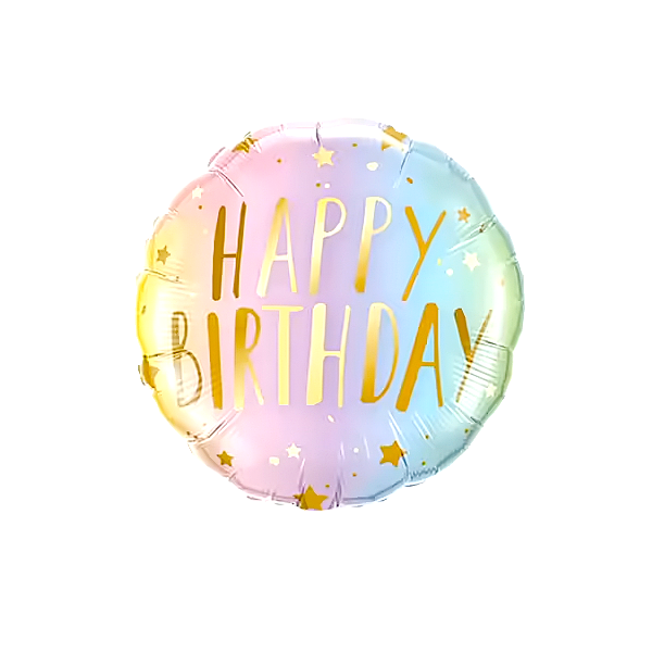 Heliumballon-Geschenk „Happy Birthday“ Rainbow Pastell Set