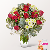 Blumenstrauß „Alles Liebe“ mit Vase
