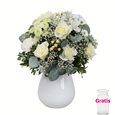 Trauerstrauß in Weiß mit Vase