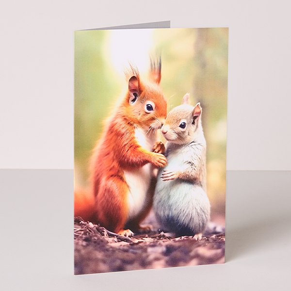 Motivkarte Eichhörnchen im Herbst