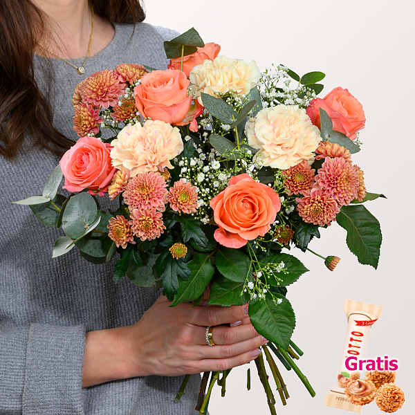 Blumenstrauß Blütenpoesie mit Ferrero Giotto 3er