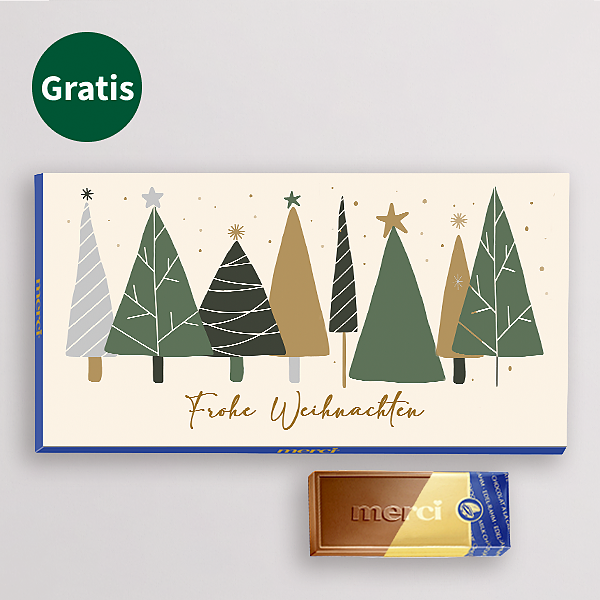 Merci mit Banderole „Frohe Weihnachten“