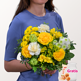 Blumenstrauß Frühlingsglanz mit Vase