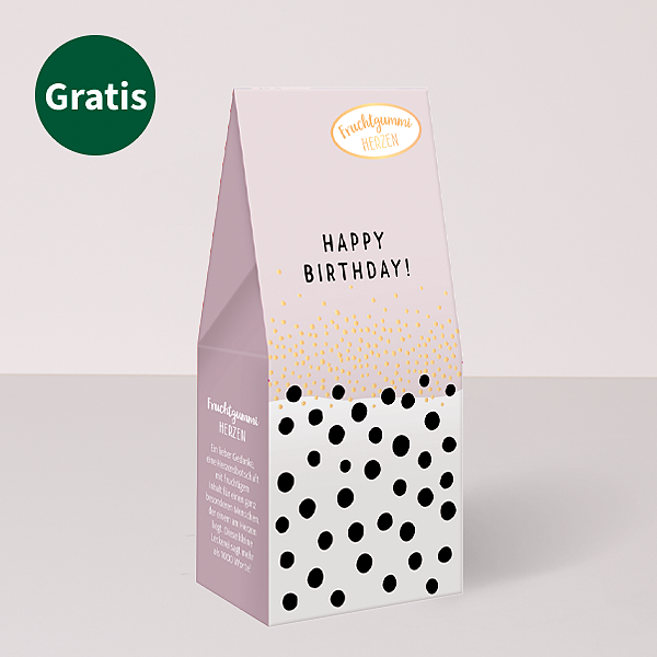 Geburtstag-Set mit Blumenstrauß mit Vase & Fruchtsecco & Fruchtgummi Herzen