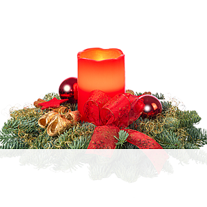 Adventsgesteck mit <br>LED-Kerze