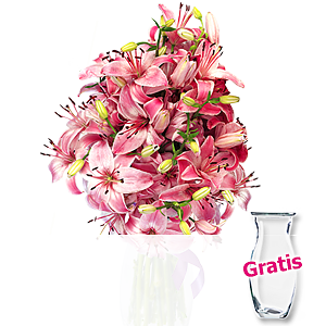 10 rosa Lilien <br>im Bund