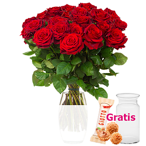 Rote Valentinstags-Rosen <br>im Bund 