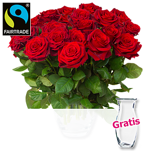 Rote Fairtrade Rosen <br>im Bund
