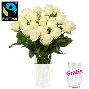 20 weiße Rosen <br>im Bund