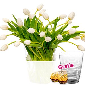 30 weiße Tulpen <br>im Bund