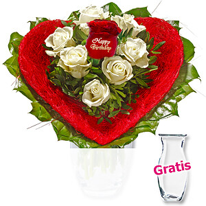 Rosenstrauß "Happy <br>Birthday"