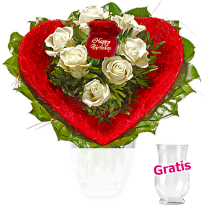 Rosenstrauß "Happy <br>Birthday"