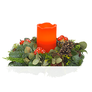Adventsgesteck mit <br>LED-Kerze