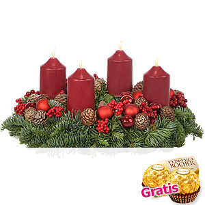Bordeauxfarbener <br>Adventskranz