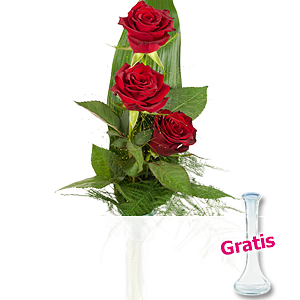 Rosentrio mit <br>Glasvase